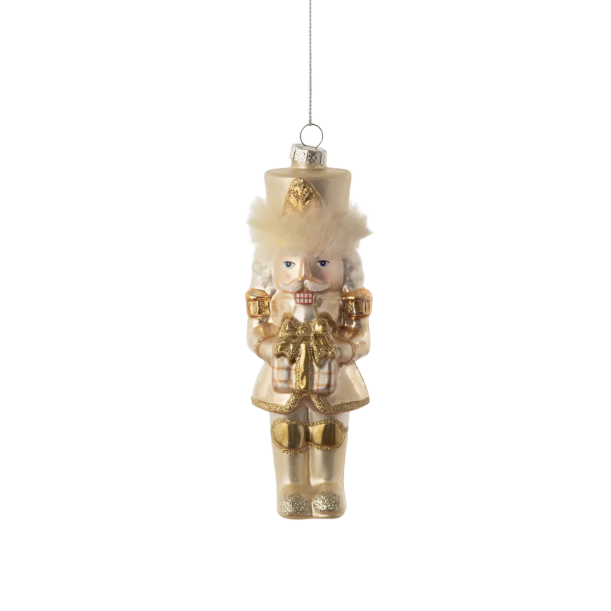 Sweet Nutcracker Glass Ornament, Gold