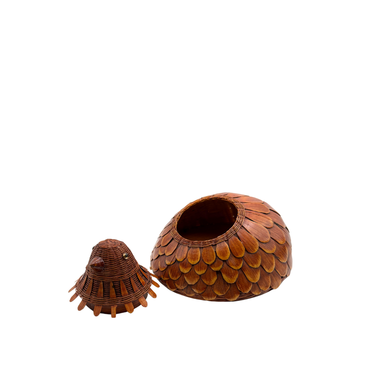 Vintage Woven Chicken Lidded Box