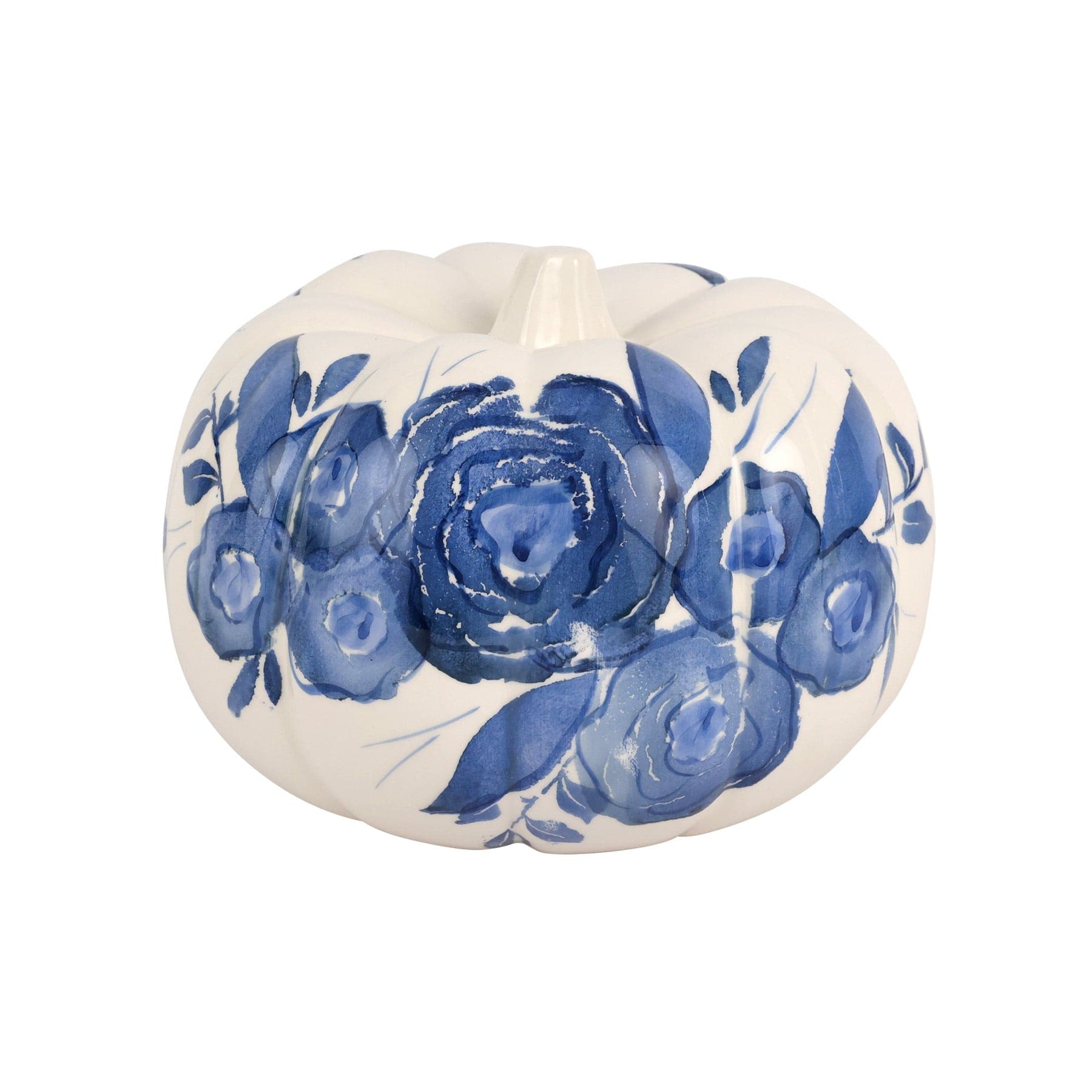 Vietri Blue Camellia Medium Figural Pumpkin