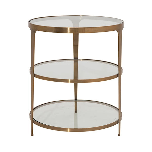 Worlds Away Vienna Side Table, Antique Brass