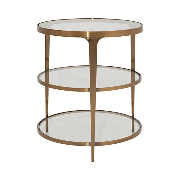Worlds Away Vienna Side Table, Antique Brass