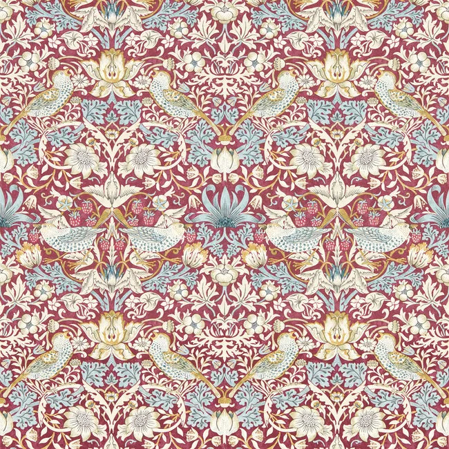 William Morris Strawberry Thief Wallpaper, Plum