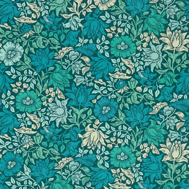 William Morris Mallow Wallpaper, Teal