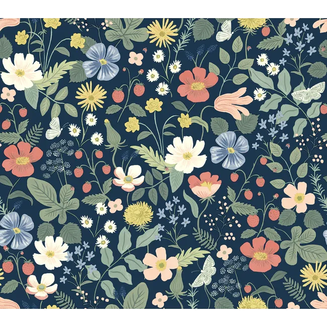 Rifle Paper Co. Strawberry Fields Wallpaper, Navy