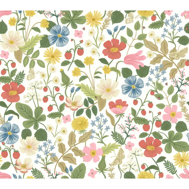 Rifle Paper Co. Strawberry Fields Wallpaper, White