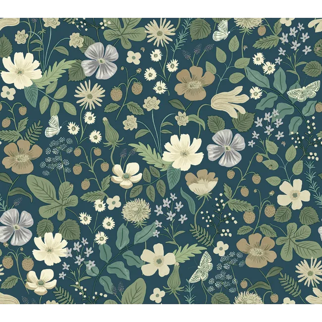 Rifle Paper Co. Strawberry Fields Wallpaper, Teal