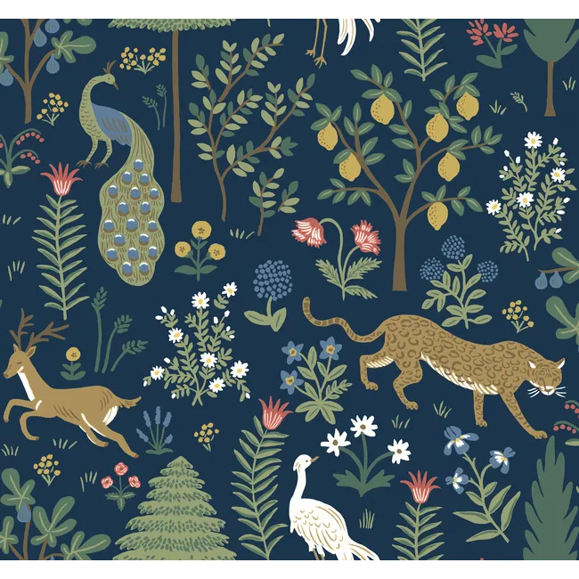 Rifle Paper Co. Menagerie Wallpaper, Navy