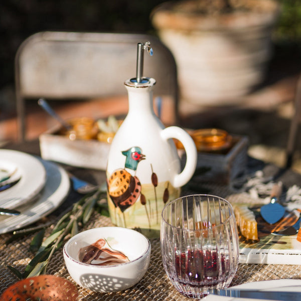 Vietri Wildlife Pheasant Handled Olive Oil Bottle