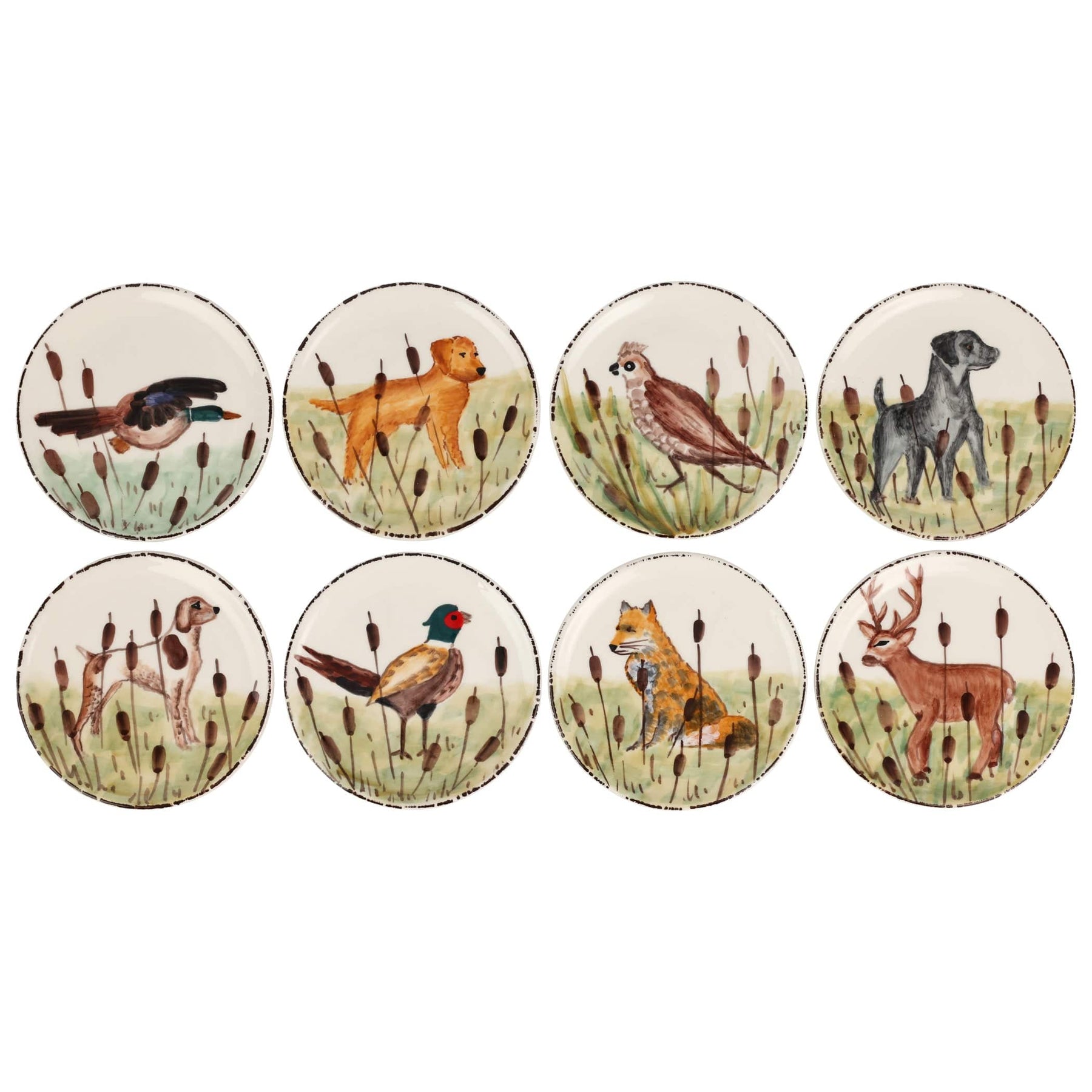 Vietri Wildlife Assorted Canape Plates, Set of 8