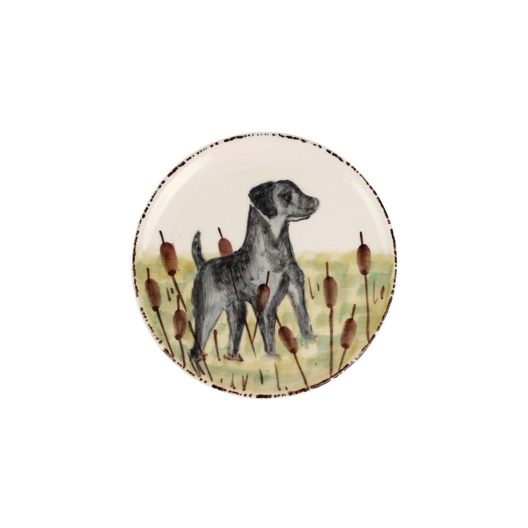 Vietri Wildlife Black Hunting Dog Canape Plate