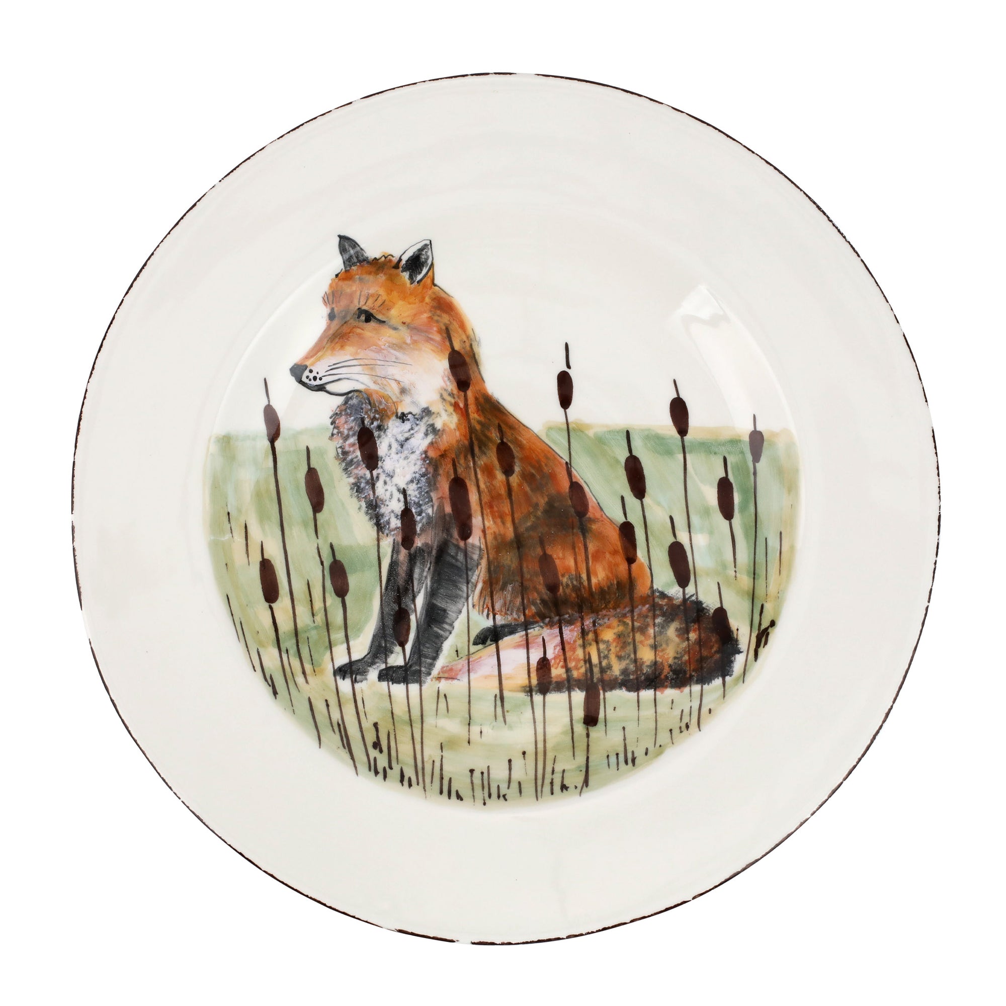 Vietri Wildlife Fox Rimmed Round Platter