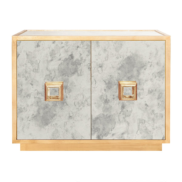 Worlds Away Winslow 2-Door Cabinet, Gold Leaf