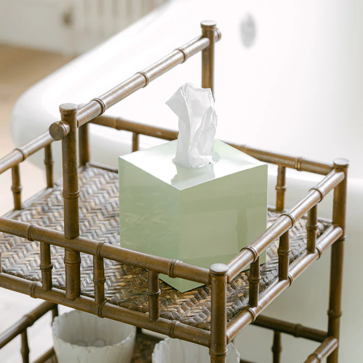 Addison Ross Square Tissue Box, Sage Green