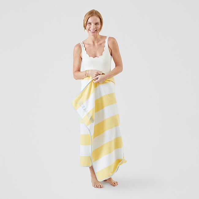 Weezie Beach Towel, Yellow Stripe