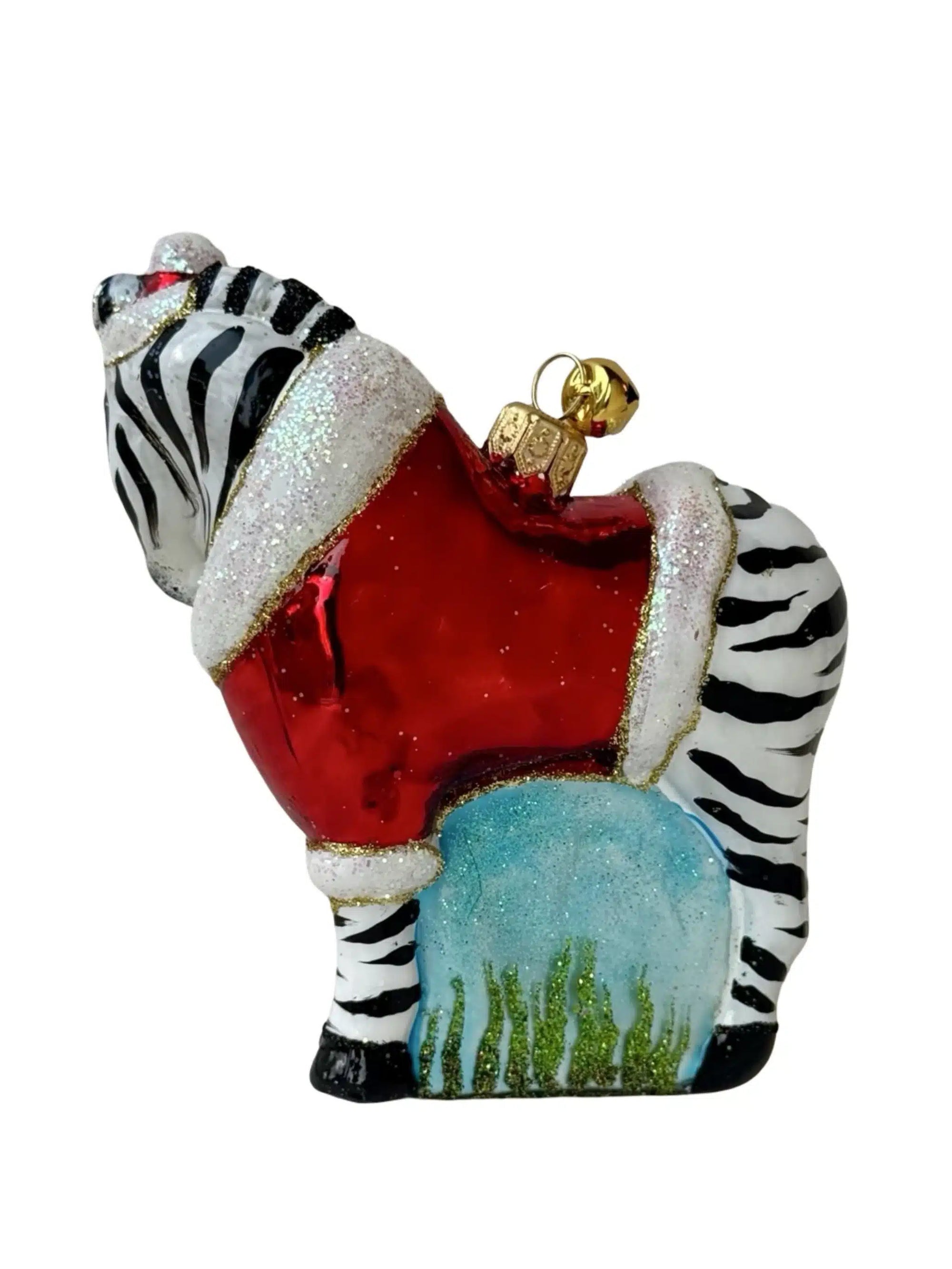 Jingle Nog Zed the Zebra Polish Glass Ornament