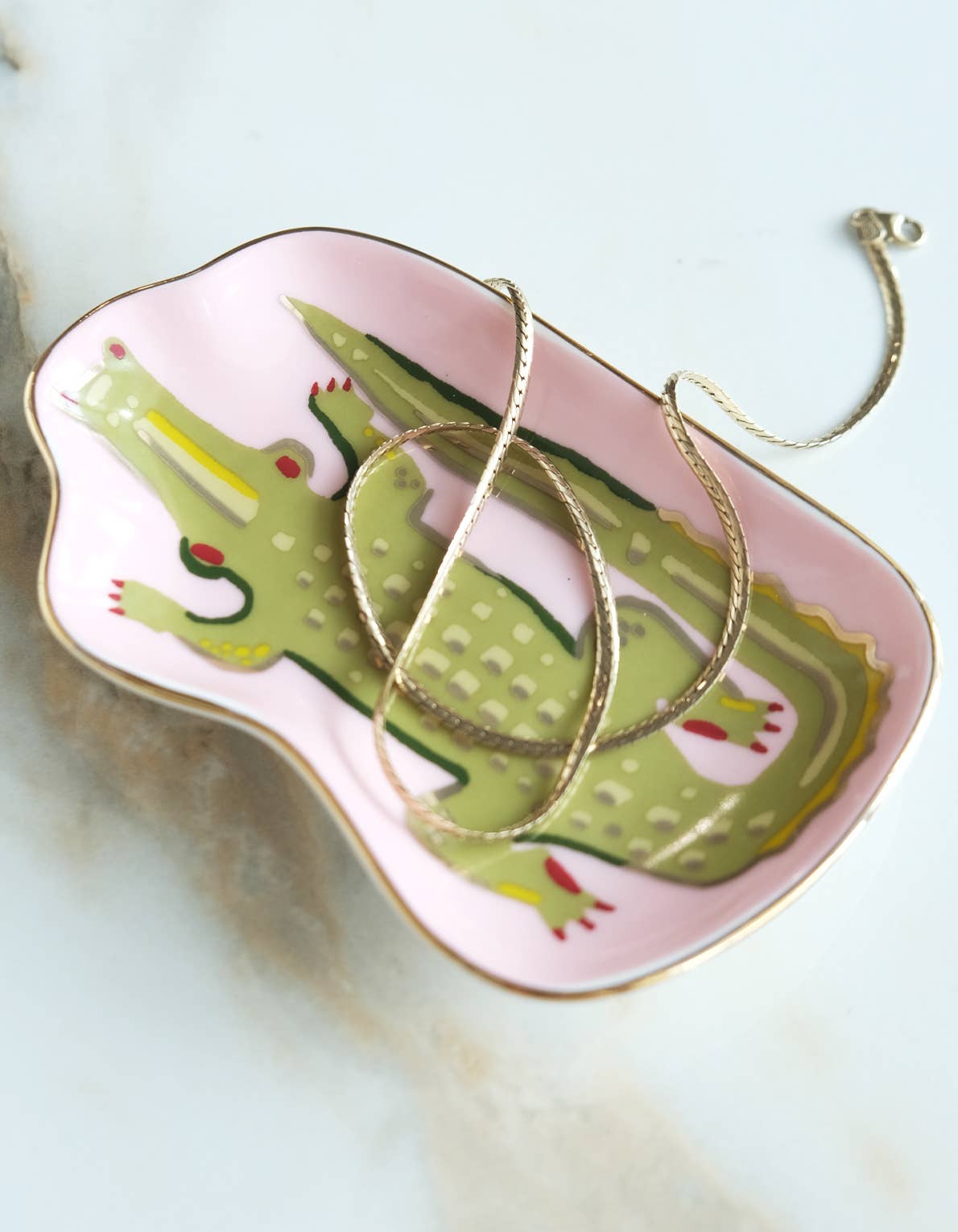 Alligator Porcelain Trinket Tray