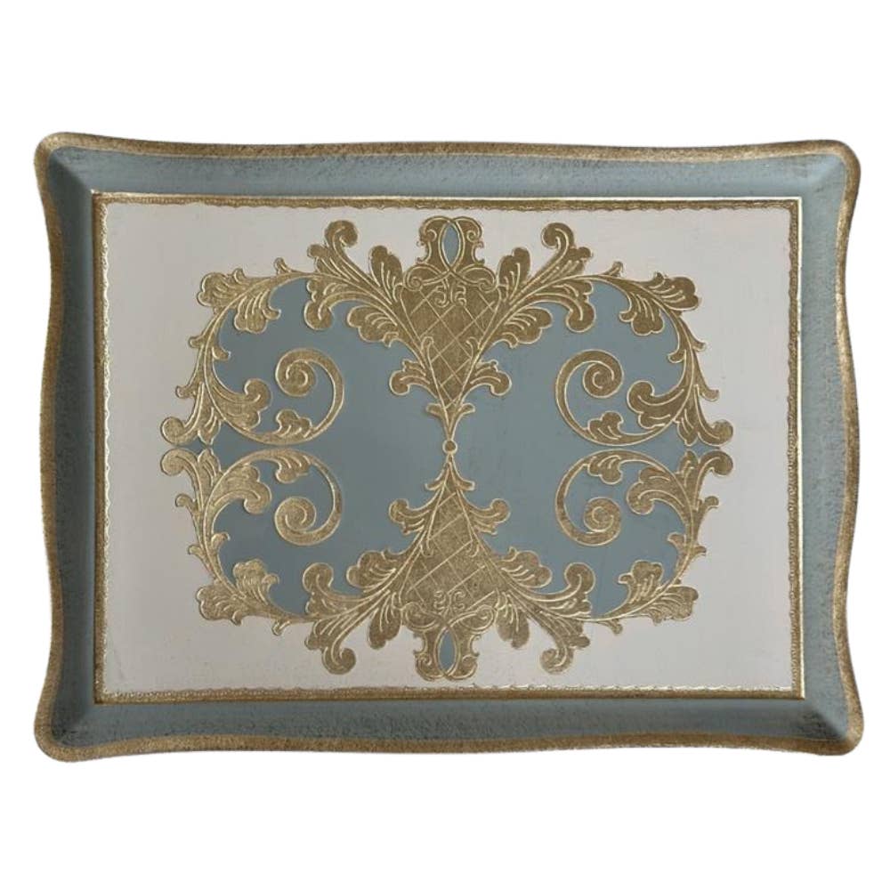 Florentino Baroque Rectangular Tray, Villa Blue