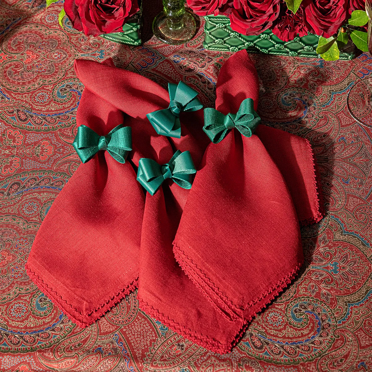 Juliska Berry Scallop Napkins, Set of 4, Ruby