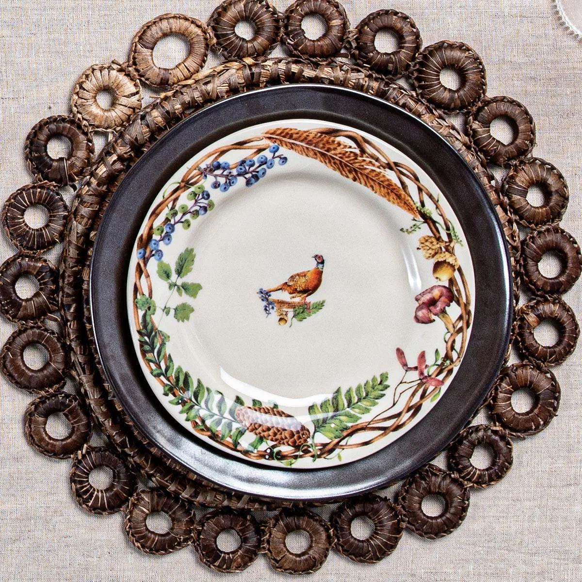 Juliska Forest Walk Animal Dessert/Salad Assorted Plates, Set of 4