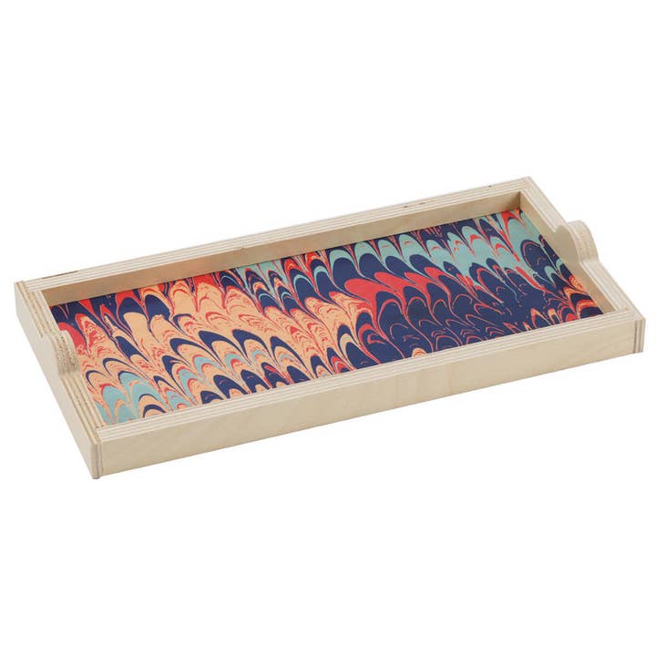 Marbled Mini Serving Tray, Navy