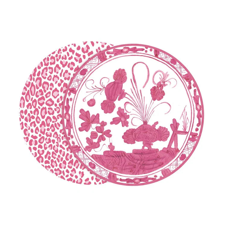 Beatriz Ball VIda Faenza & Leopard Reversible Placemats, White & Pink