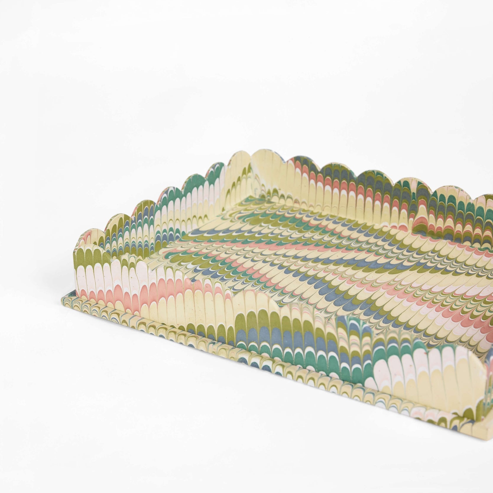 Hayes Marbled Trays, Set of 2, Moss Mix