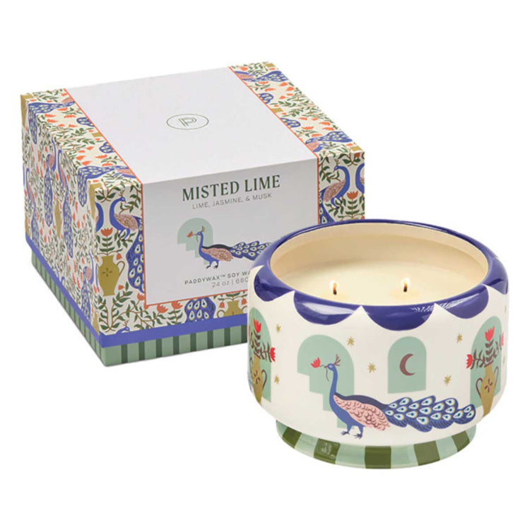 Large Misted Lime Peacock Candle, 24oz