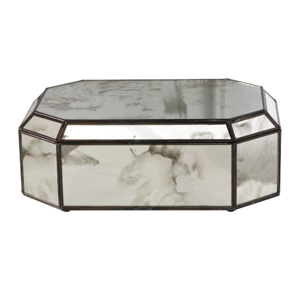 Worlds Away Octagon Box, Antique Mirror