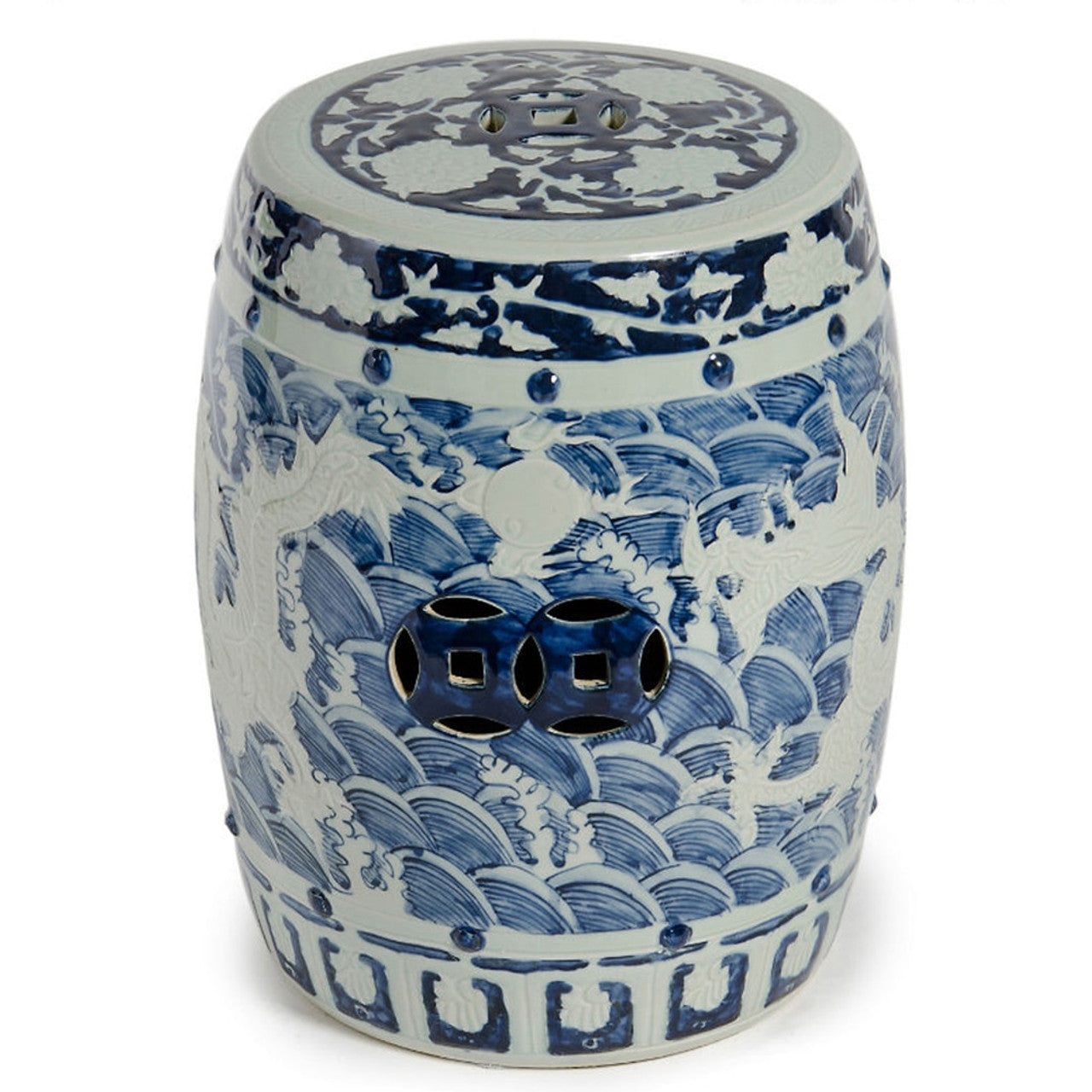 Dana Garden Stool, Blue & White