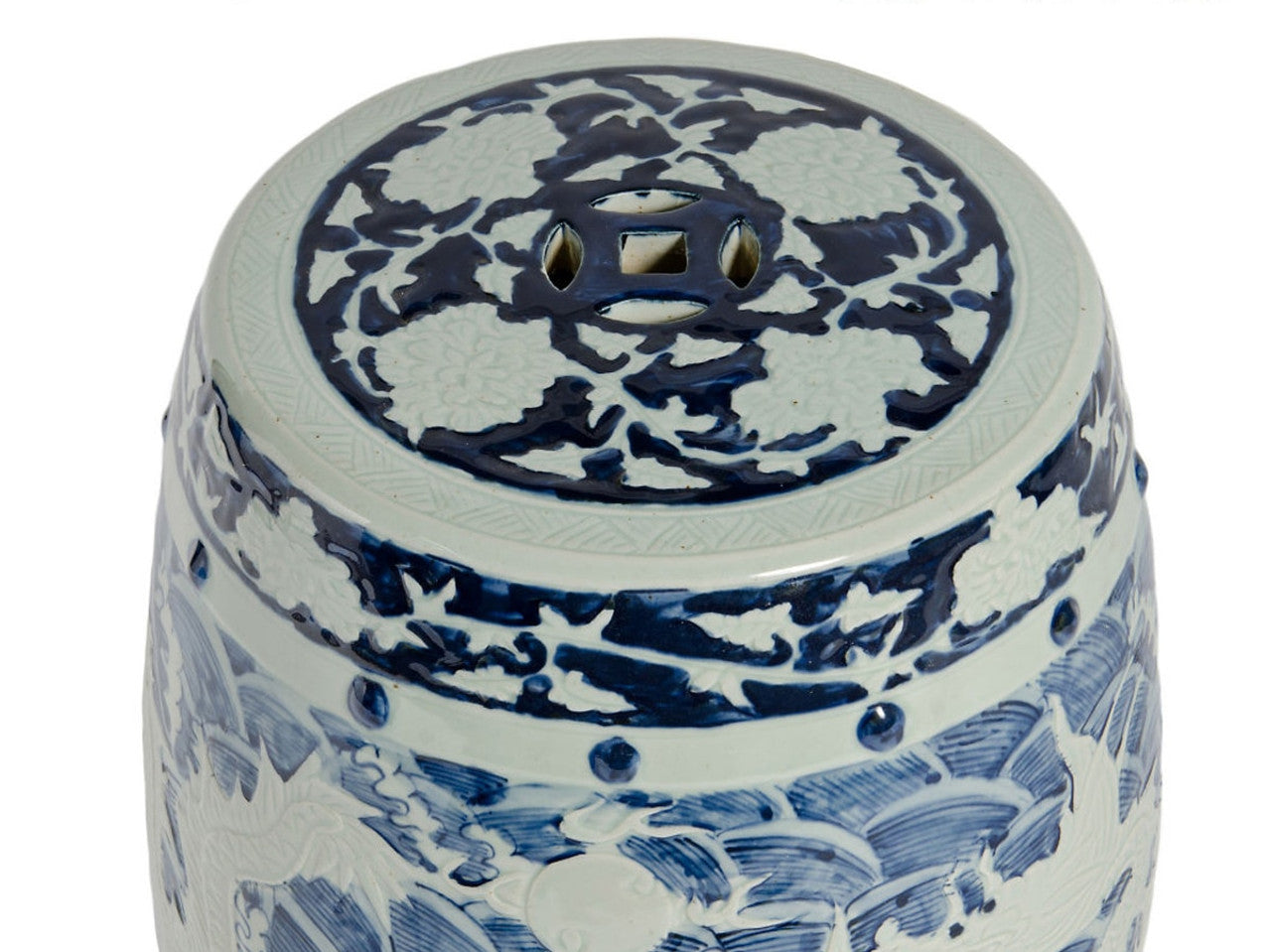 Dana Garden Stool, Blue & White