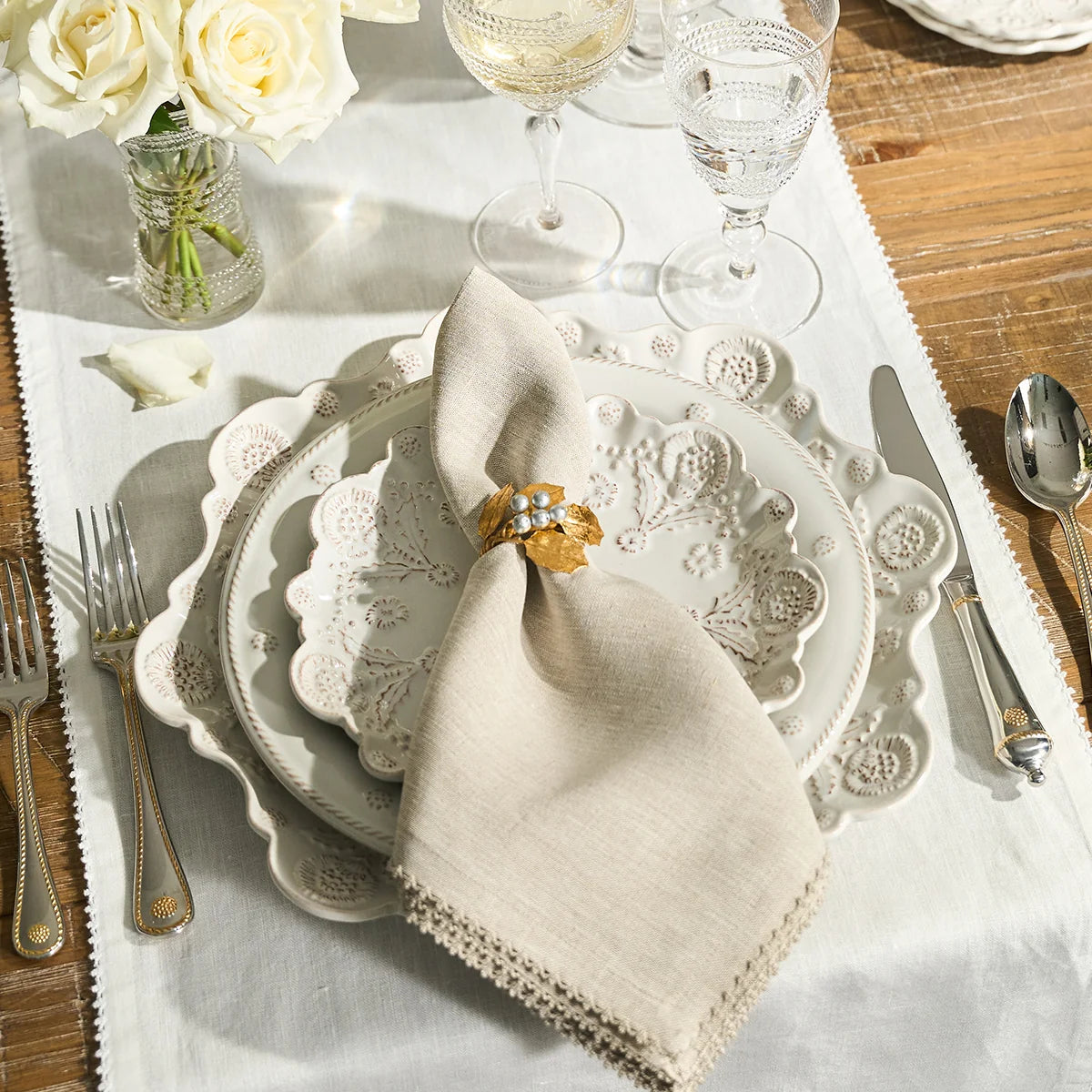 Juliska Berry Scallop Napkins, Set of 4, Natural