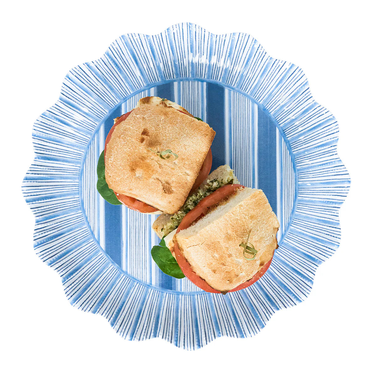 Juliska Cabana Stripe Melamine Dinner Plate, Ocean