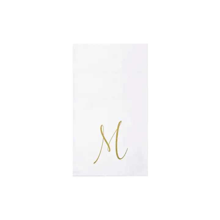 Vietri Papersoft Gold Monogram Guest Towel Napkins, M
