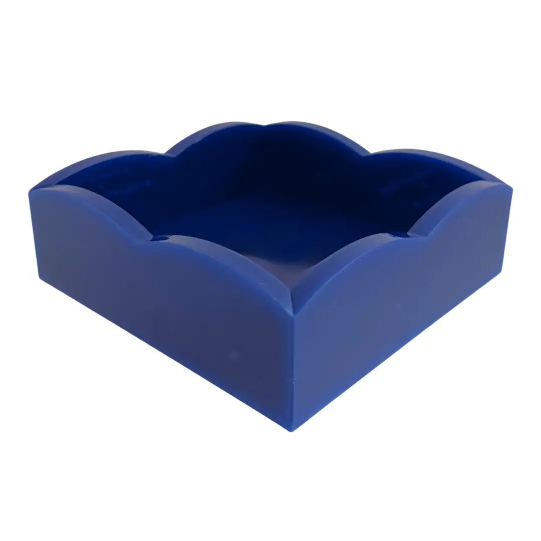 Palm Acrylic Scalloped Cocktail Napkin Holder, Navy