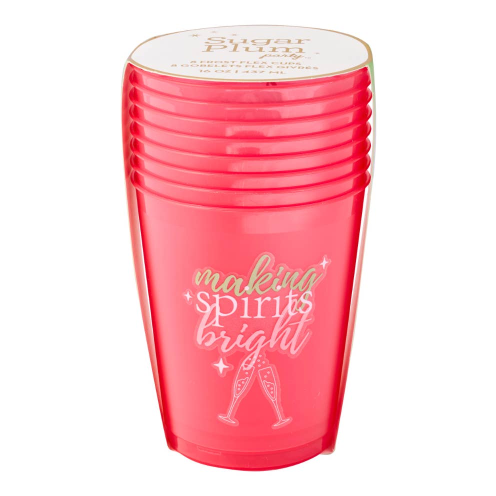 Spirits Bright Christmas Cocktail Frost Flex Cups, Pack of 8
