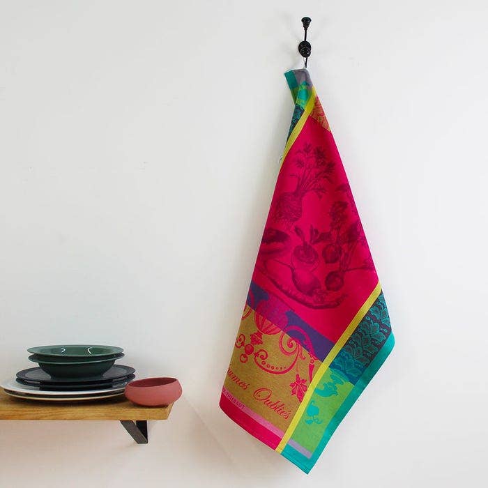 Legumes Oublies Fuchsia Kitchen Towel, Cotton