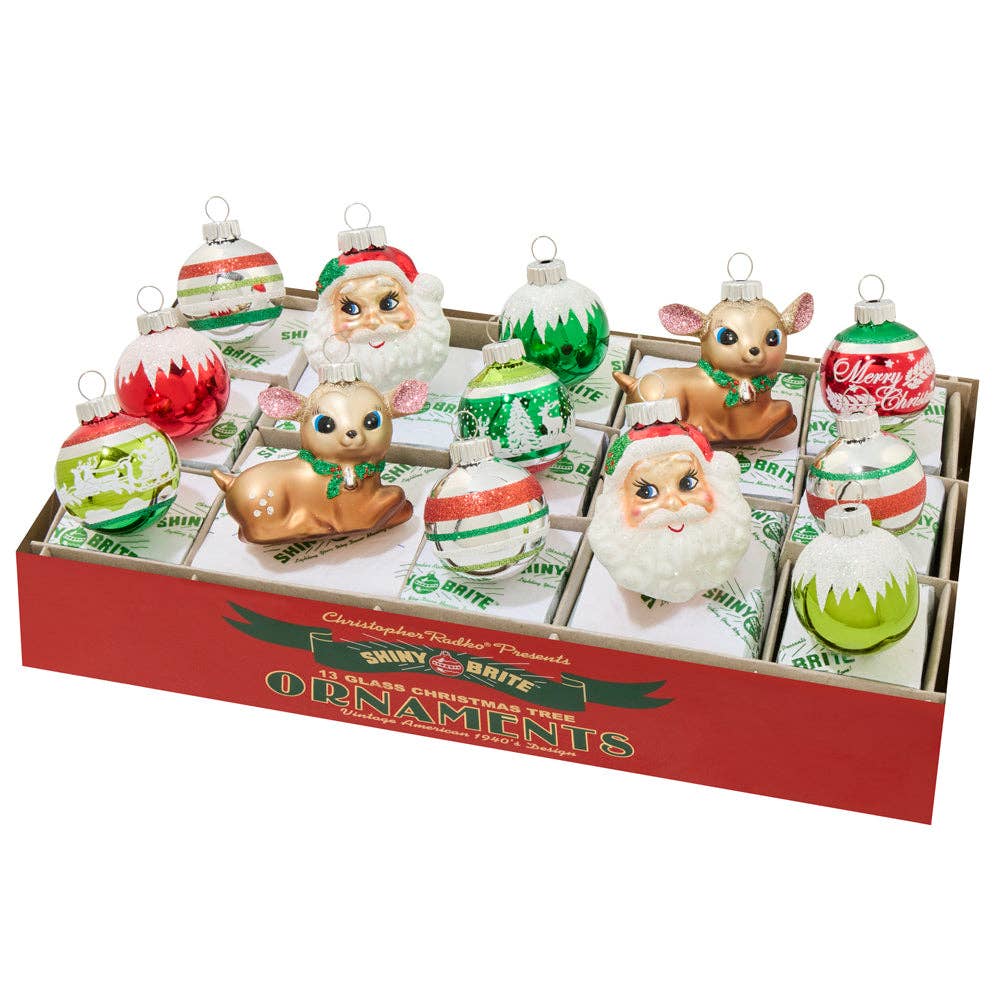 Christopher Radko Shiny Brite Splendor Figures & Rounds, Set of 13