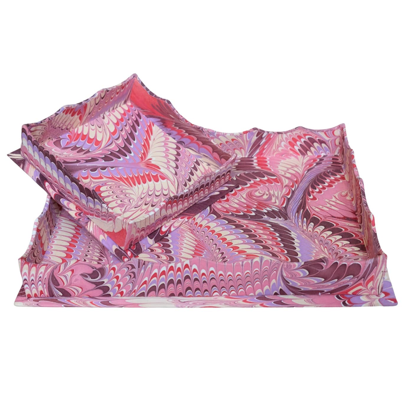 Hendricks Marbled Trays, Set of 2, Pinks