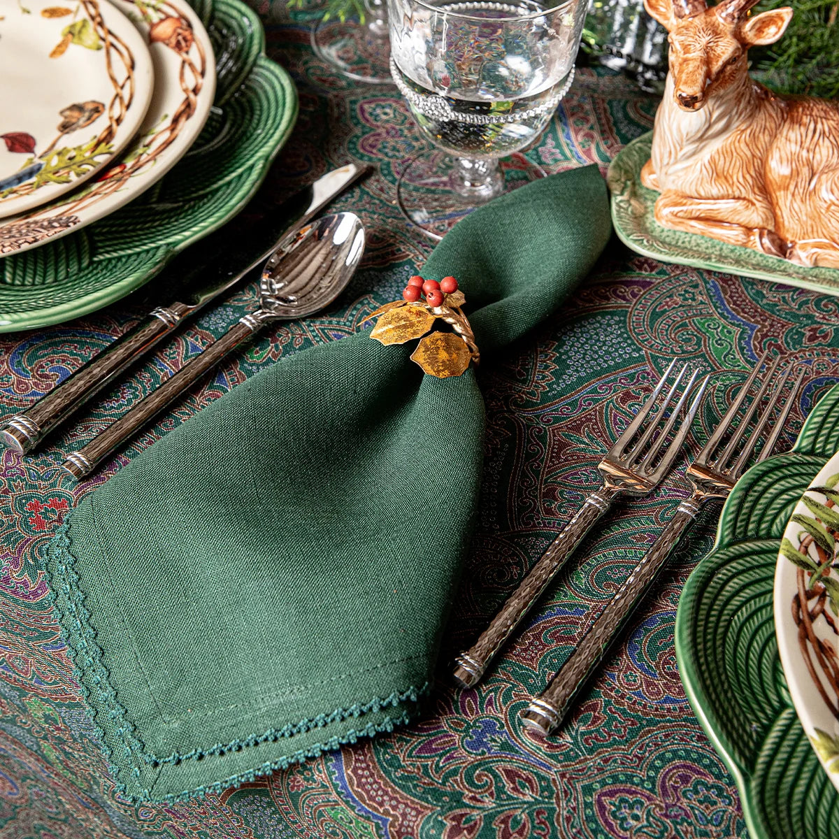 Juliska Berry Scallop Napkins, Set of 4, Evergreen