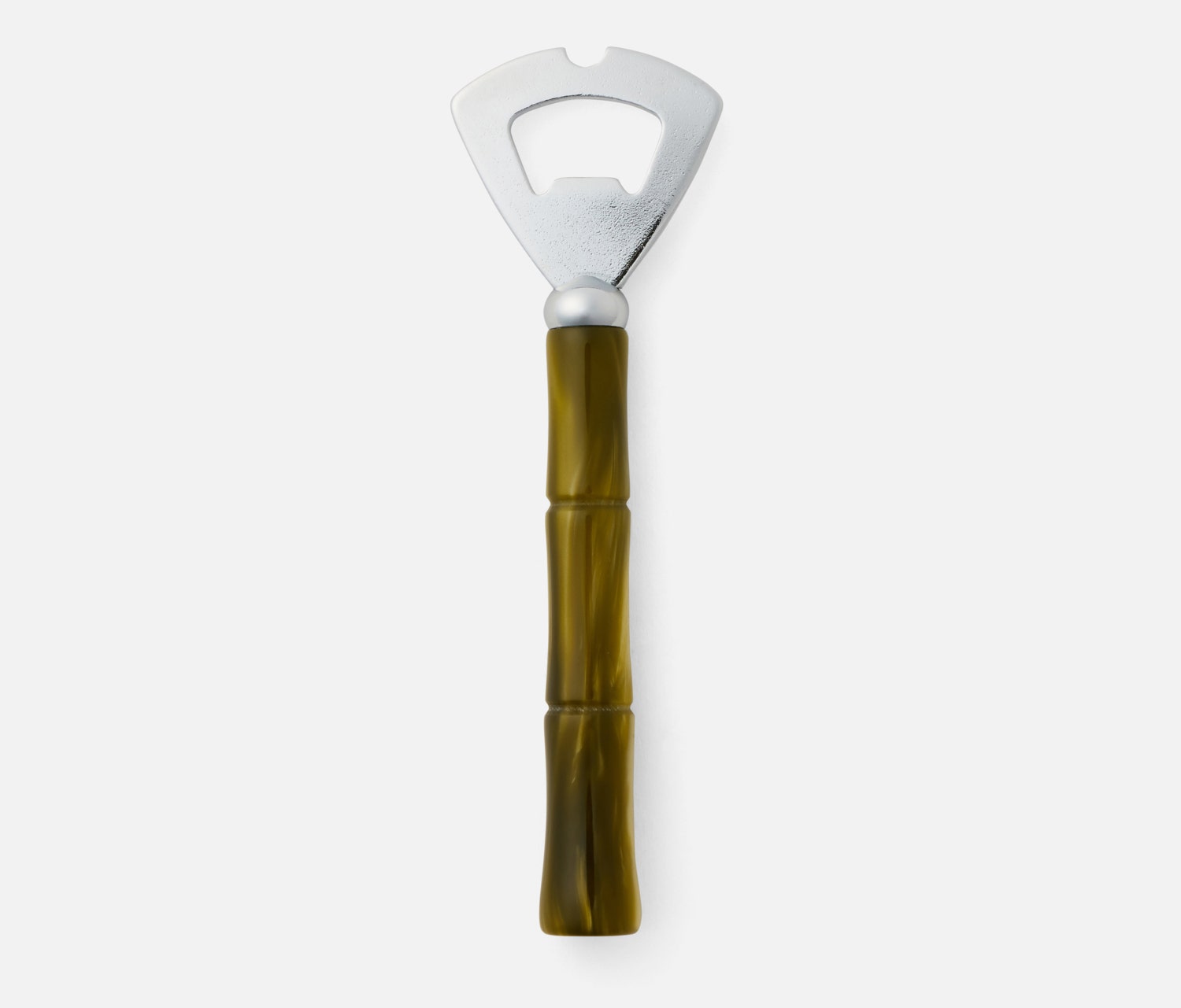 Lulu Polished Silver/Olive Green Bottle Opener