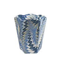 Marbled blue and white vase on a white background