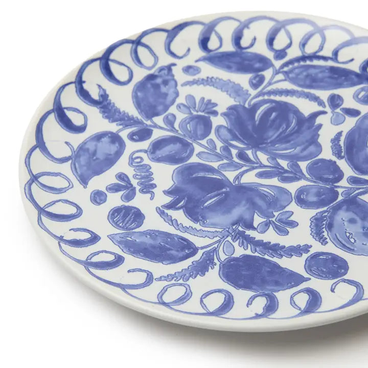 Amalfi Dinner Plate, White & Blue