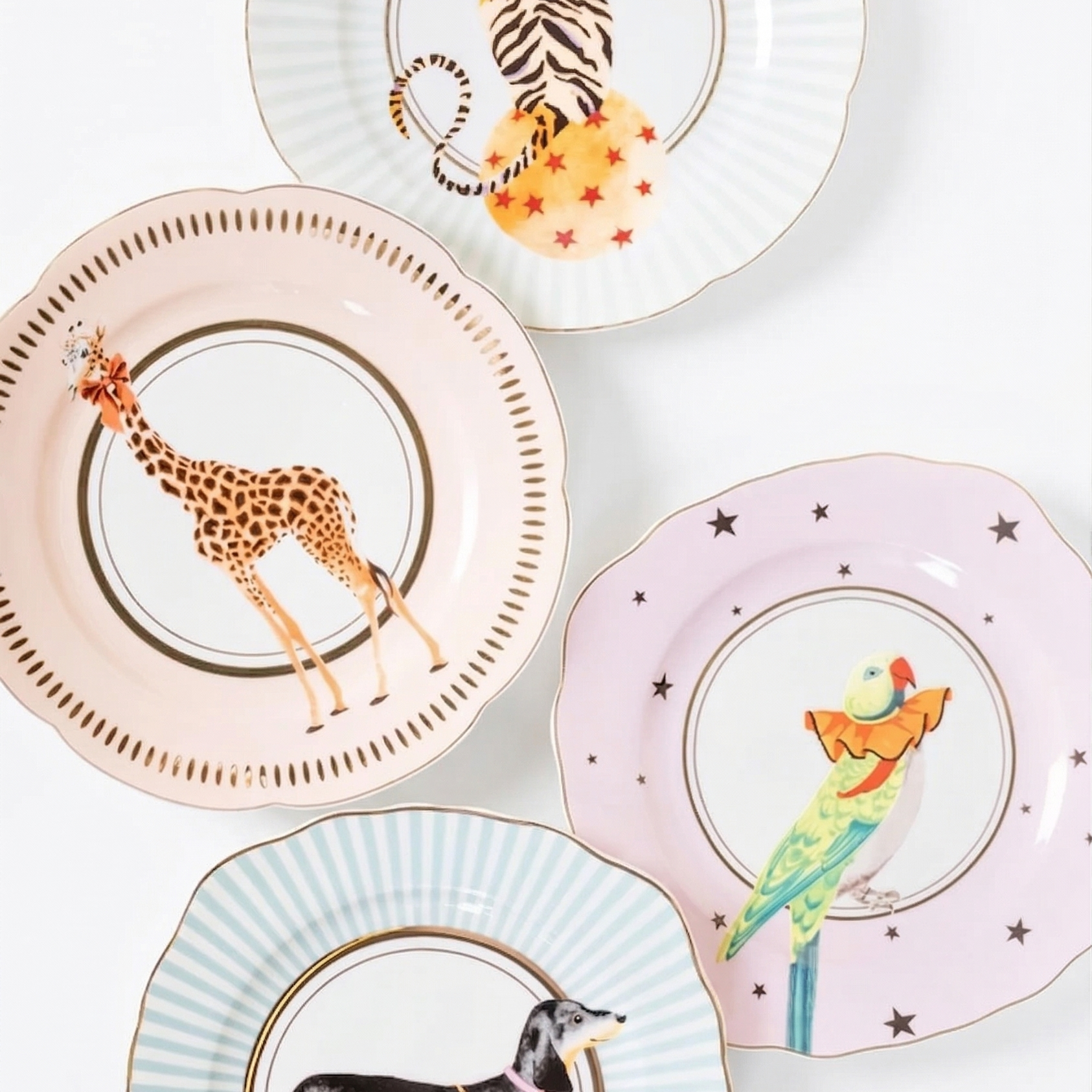 Animal Tea Plates, Set of 4