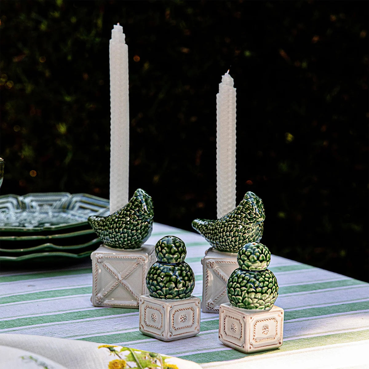 Juliska Berry & Thread Bird Topiary Candlestick, Set of 2