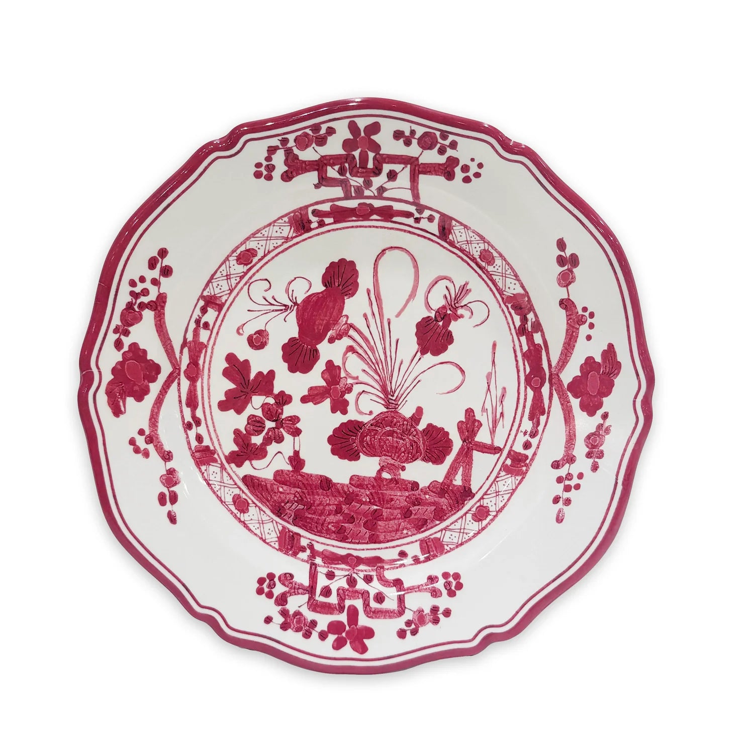 Beatriz Ball Vida Faenza 11" Melamine Dinner Plate, White & Deep Pink