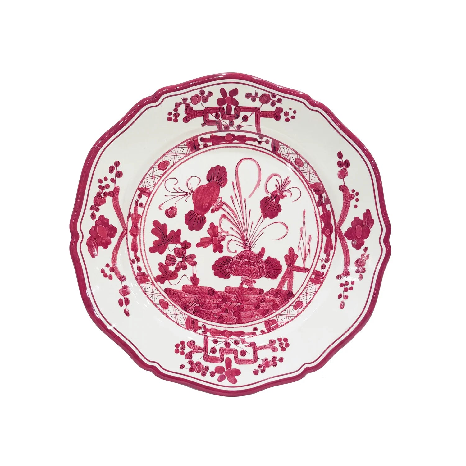 Beatriz Ball Vida Faenza 9" Melamine Salad Plate, White & Deep Pink