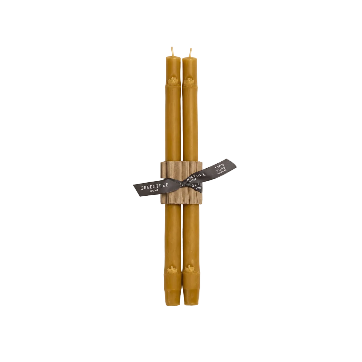 12" Natural Beeswax Bamboo Taper Candles, Pair