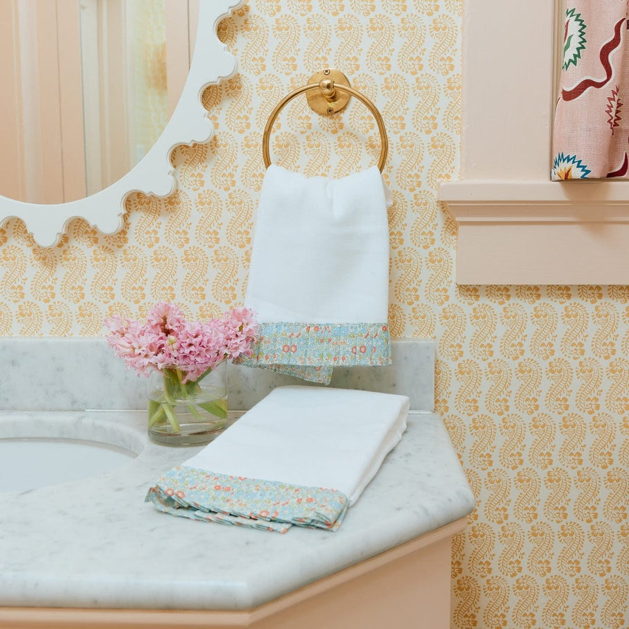Weezie Powder Bath Towels Pair Pleated with Liberty London, Betsy Ann