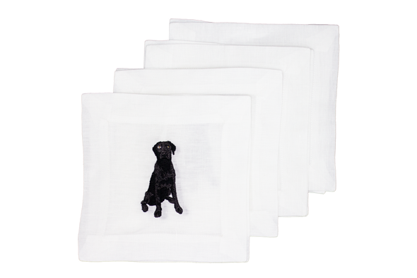 Black Lab Embroidered Cocktail Napkins