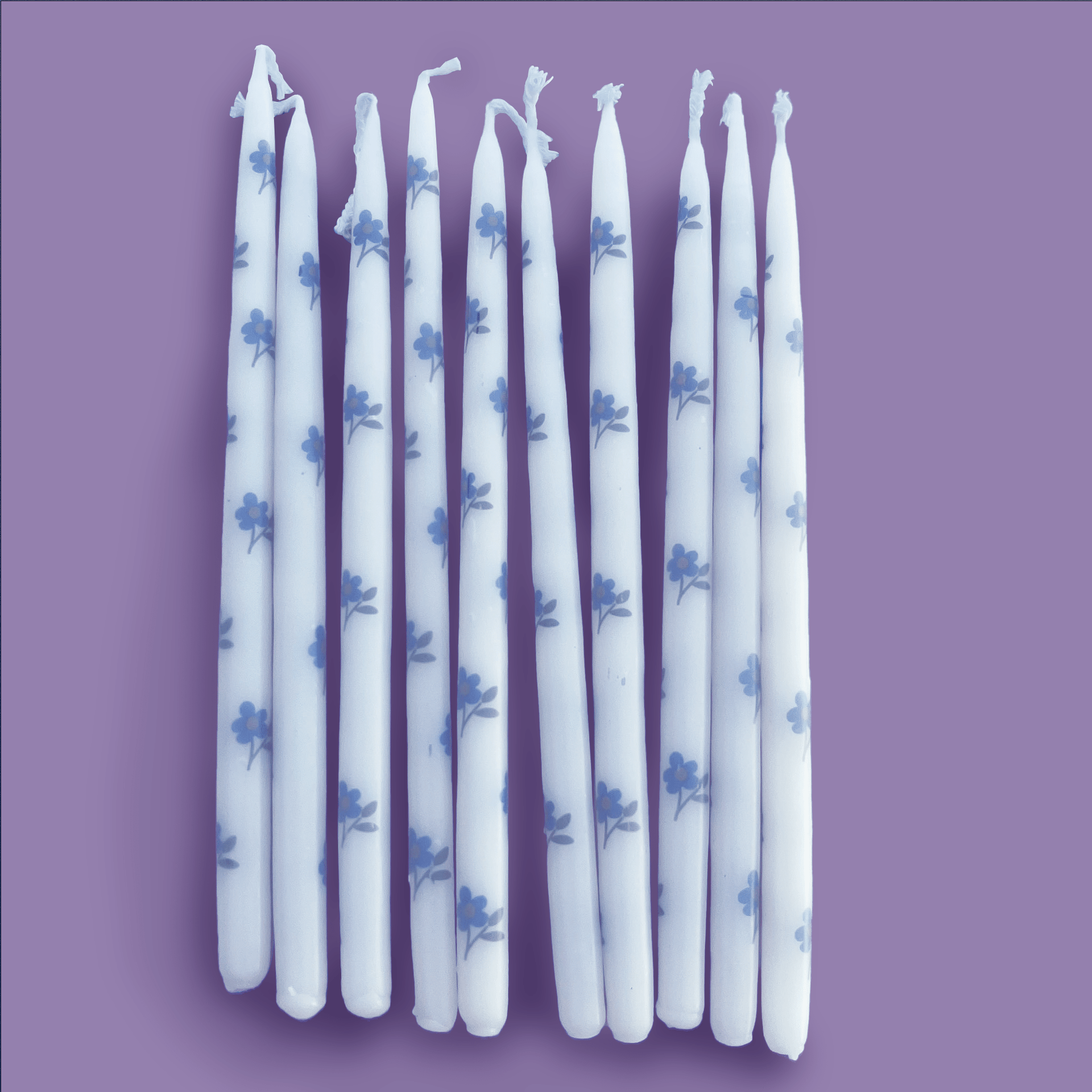 Blue Anemone Cake Candles, Set of 10